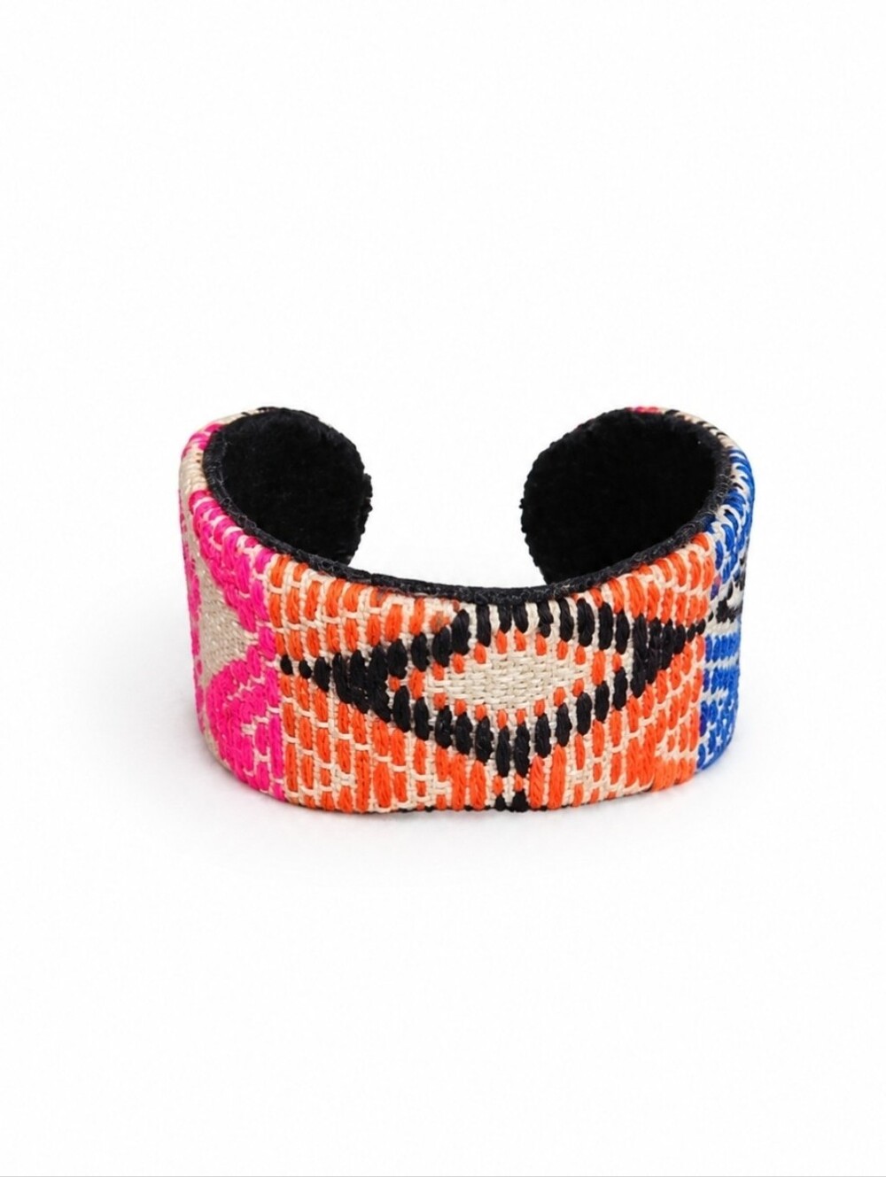 Handwoven Multicolor Adjustable Cuff Bracelet - Pink, Orange, Blue